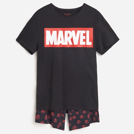 Reserved - Piżama z szortami Marvel - Czarny Reserved S promocja Reserved