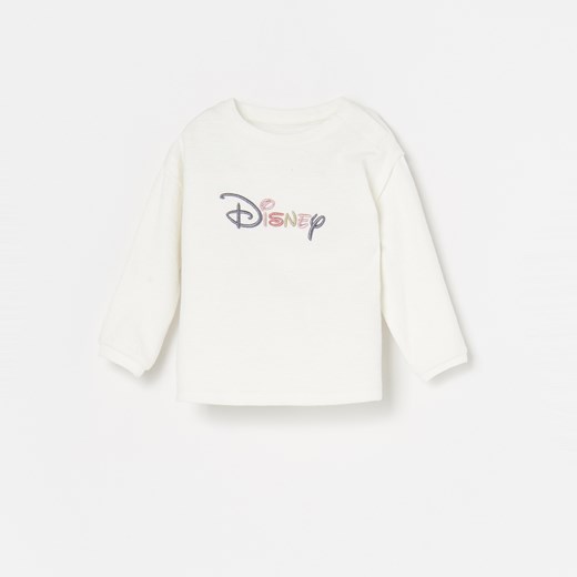 Reserved - Bluzka z haftowanym napisem Disney - Kremowy Reserved 92 okazja Reserved