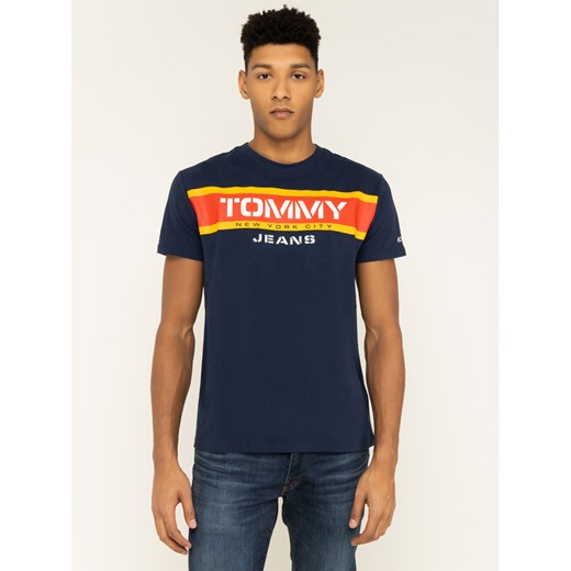 Tommy Jeans T-Shirt Panel Logo DM0DM07434 Granatowy Regular Fit Tommy Jeans L okazja MODIVO