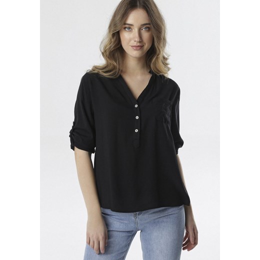 Czarna Bluzka Fiber ze sklepu Born2be Odzież w kategorii Bluzki damskie - zdjęcie 103383744