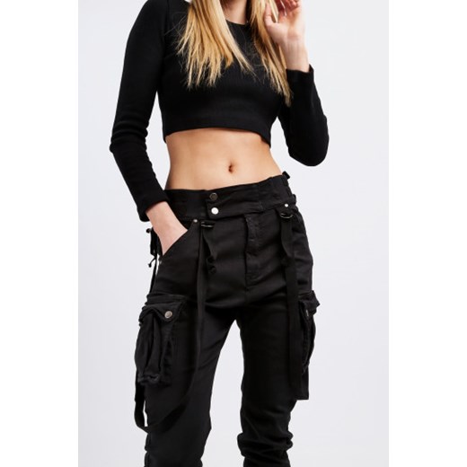 Spodnie jeansowe bojówki damskie czarne 3212 XS fasardi.com