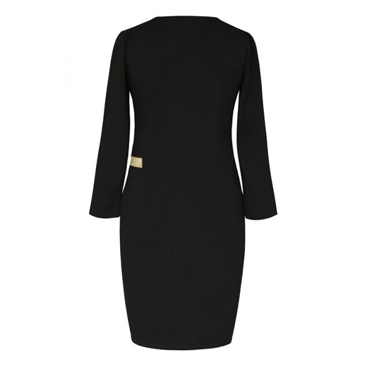 Czarna sukienka dresowa ze złotym dekoltem v - madeline  l (40/42) XL (44-46) Sklep XL-ka