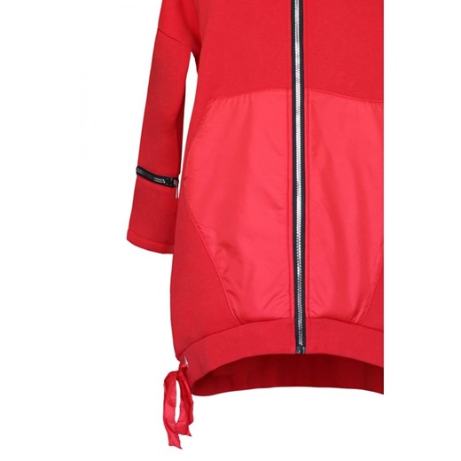 Czerwona zapinana bluza z kapturem i suwakami - alessandra Sklep XL-ka