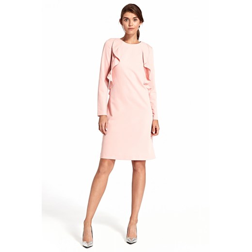 Sukienka z pionową falbaną S103 Pink Nife 38 ajstyle.pl