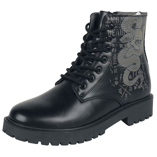 Rock Rebel by EMP - Black Lace-Up Boots with Snake Print - Buty - czarny EU38 EMP