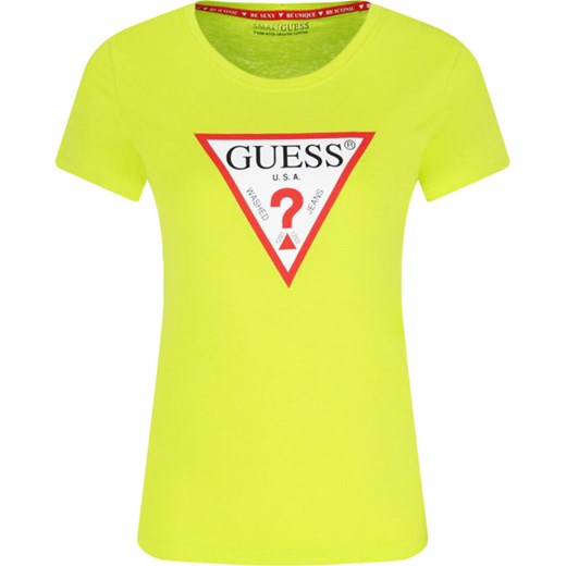 Żółta bluzka damska Guess z krótkim rękawem 