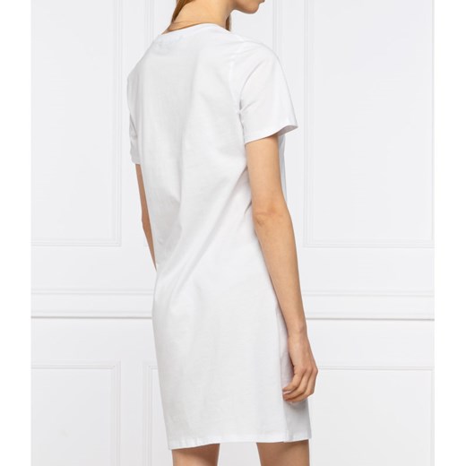 Armani Exchange sukienka z okrągłym dekoltem biała mini z krótkim rękawem 
