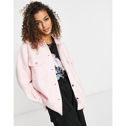 I Saw It First – Różowa kurtka koszulowa oversize-Różowy I Saw It First M okazja Asos Poland