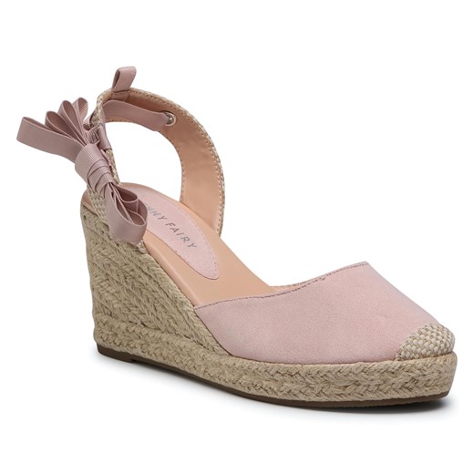 Espadryle damskie beżowe Jenny Fairy z klamrą na koturnie