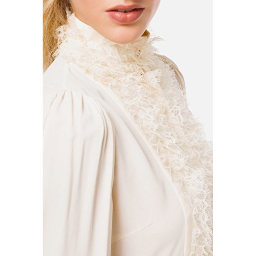 Georgette shirt with embroidered collar Elisabetta Franchi 40 IT promocyjna cena showroom.pl