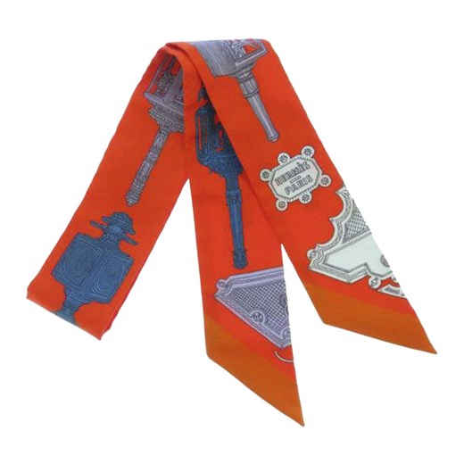 Printed Twilly Silk Scarf Hermès Vintage ONESIZE showroom.pl