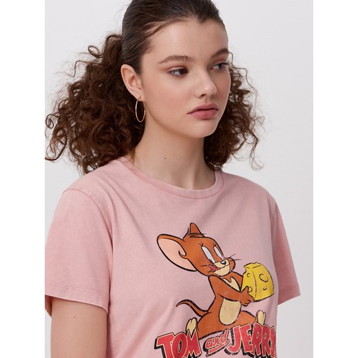 Cropp - Koszulka Tom and Jerry - Różowy Cropp S Cropp