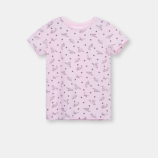 Sinsay - Koszulka z drobnym nadrukiem - Różowy Sinsay 134 Sinsay