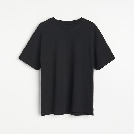 Reserved - Gładki t-shirt basic - Czarny Reserved L Reserved