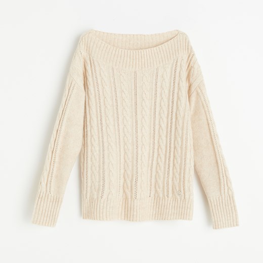 Reserved - Sweter z warkoczowym splotem - Beżowy Reserved M okazyjna cena Reserved
