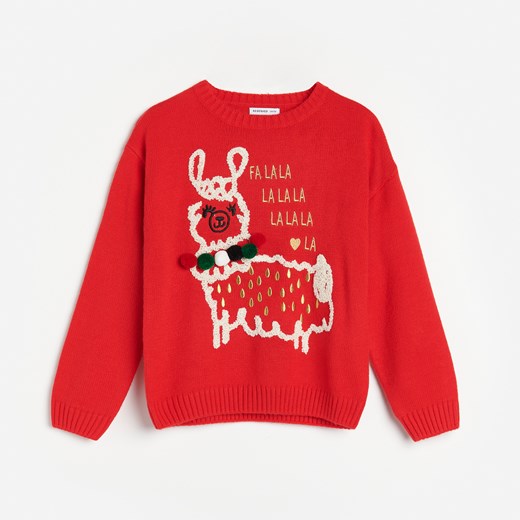 Reserved - Sweter ze świąteczną aplikacją - Czerwony Reserved 128 okazja Reserved