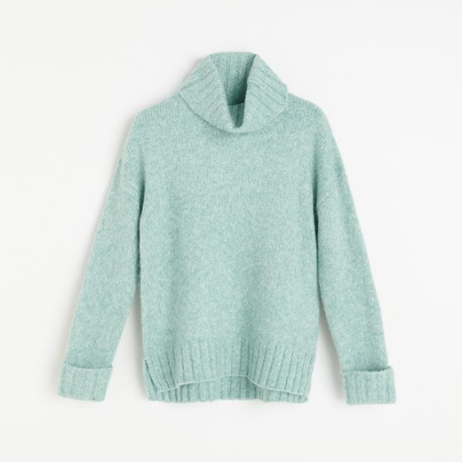 Reserved - Gruby sweter z golfem - Turkusowy Reserved S okazyjna cena Reserved
