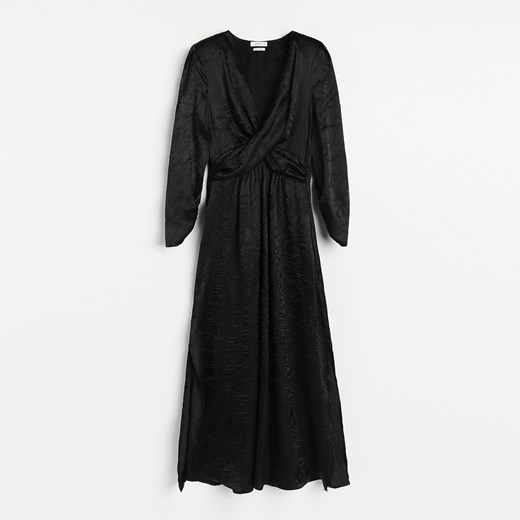 Reserved - Sukienka z marszczonej tkaniny - Czarny Reserved 44 Reserved promocyjna cena