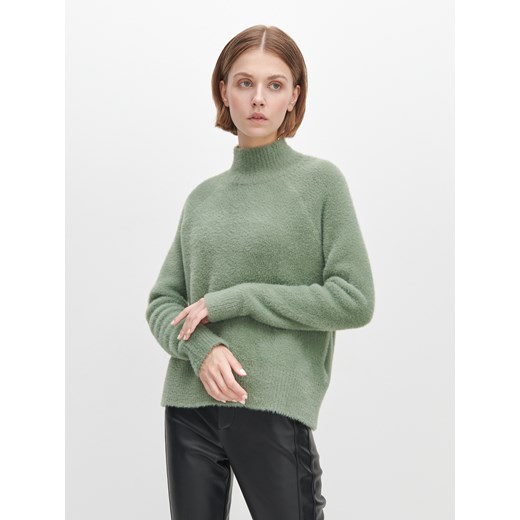 Reserved - Pluszowy sweter z golfem - Zielony Reserved S okazyjna cena Reserved