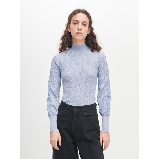 Reserved - Ażurowy sweter - Niebieski Reserved L okazja Reserved