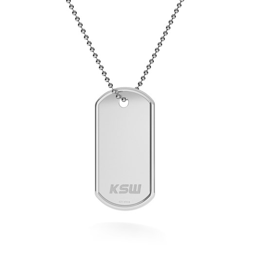 Srebrny nieśmiertelnik naszyjnik z logo KSW, łańcuch kulkowy, srebro 925 : Długość (cm) - 60, Kolor pokrycia srebra - Platyną Giorre GIORRE