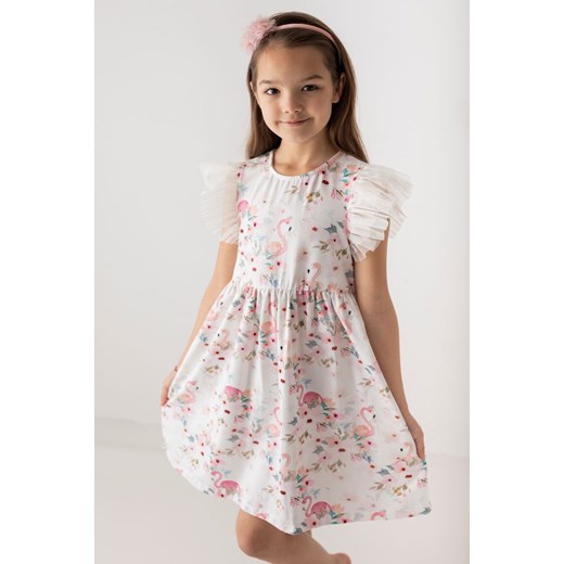 Biała sukienka we flamingi dla dziewczynki  98 Wiosna/Lato Myprincess / Lily Grey myprincess.pl