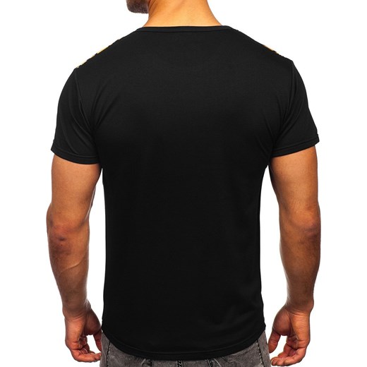 Czarny T-shirt męski z nadrukiem Denley KS2389 L okazyjna cena Denley