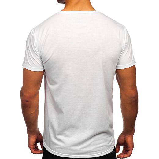Biały T-shirt męski z nadrukiem Denley KS2523T XL okazja Denley