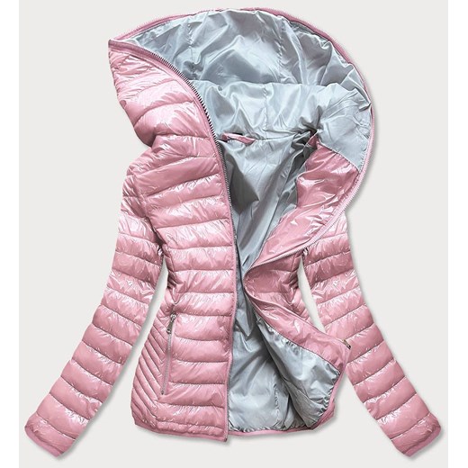 Pikowana kurtka damska z kapturem różowa (b9561) ze sklepu goodlookin.pl w kategorii Kurtki damskie - zdjęcie 103673052