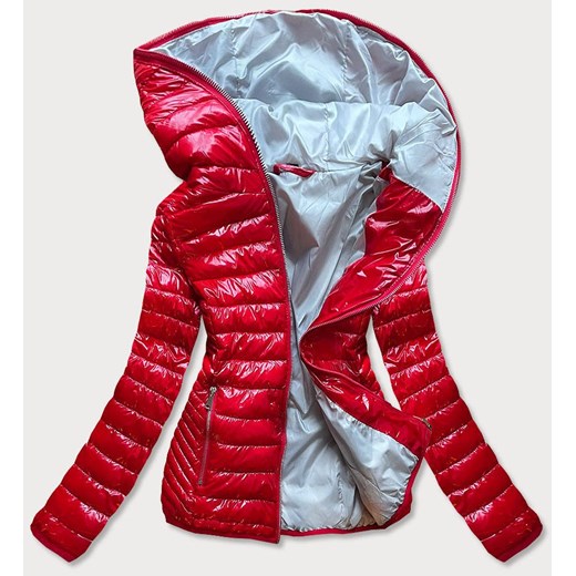 Pikowana kurtka damska z kapturem czerwona (b9561) ze sklepu goodlookin.pl w kategorii Kurtki damskie - zdjęcie 103673082