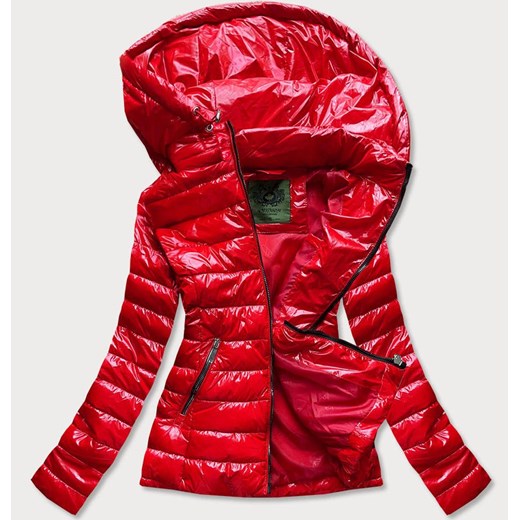 Krótka pikowana kurtka damska z kapturem czerwona (can-333) ze sklepu goodlookin.pl w kategorii Kurtki damskie - zdjęcie 103673130
