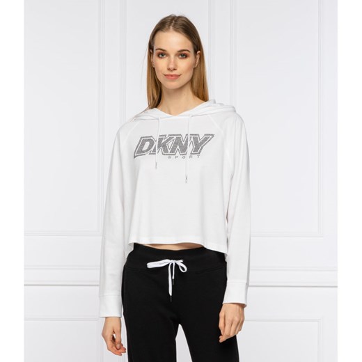 Bluza damska DKNY krótka biała z napisami 