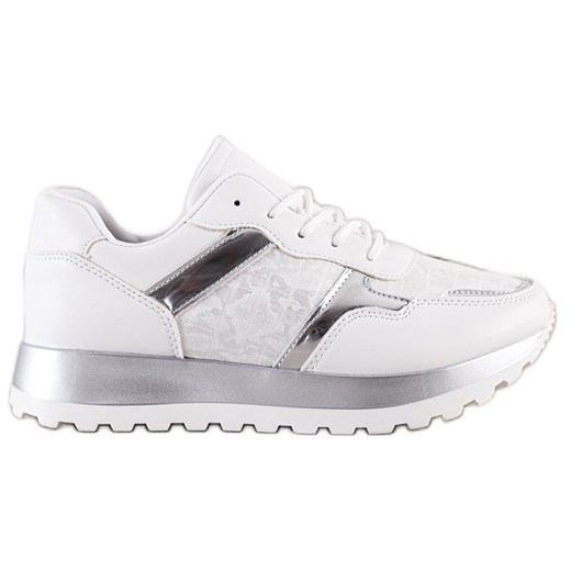 Buty sportowe damskie białe BESTELLE sneakersy ze skóry ekologicznej 