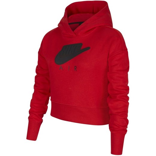 Dzianinowa bluza z kapturem o skróconym kroju dla dużych dzieci (dziewcząt) Nike Air - Czerwony Nike M Nike poland