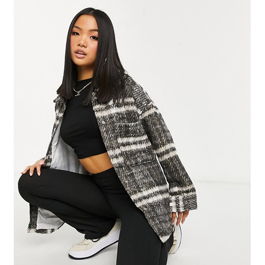 Missguided Petite – Brązowa kurtka koszulowa w kratę-Brązowy Missguided Petite 34 Asos Poland