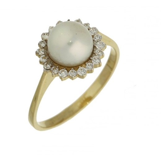 Pierścionek perła biała 7mm+cyrkonie w koło MZ 136-CZ-PEARL próba 585 Sezam 15 Jubiler Sezam