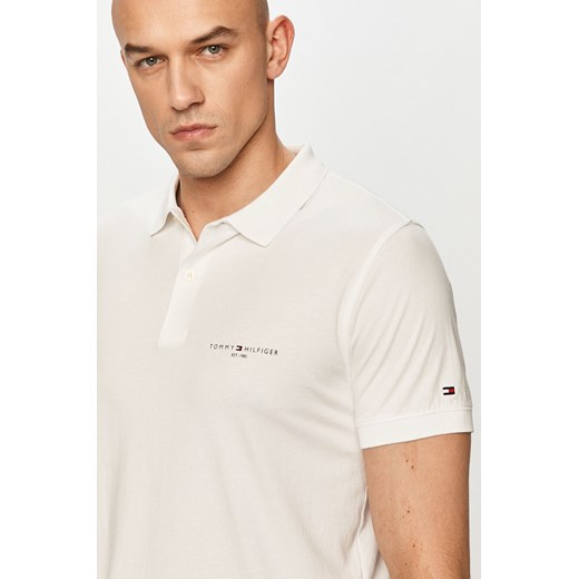 T-shirt męski Tommy Hilfiger biały bawełniany z krótkimi rękawami 