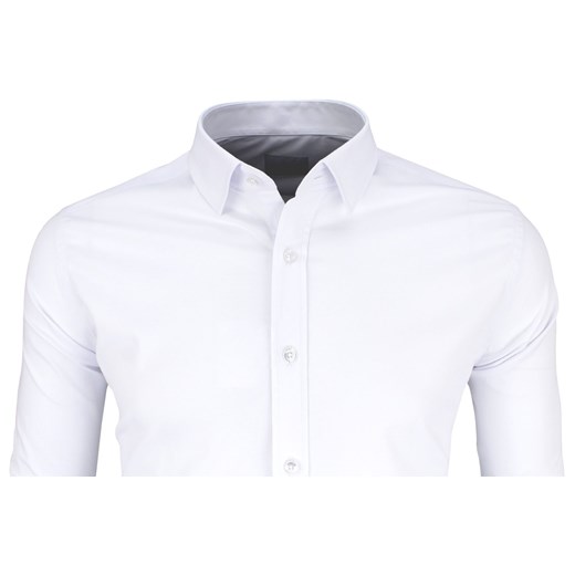Biała koszula męska elegancka długi rękaw 514 Megafinest XL wyprzedaż www.megakoszule.pl