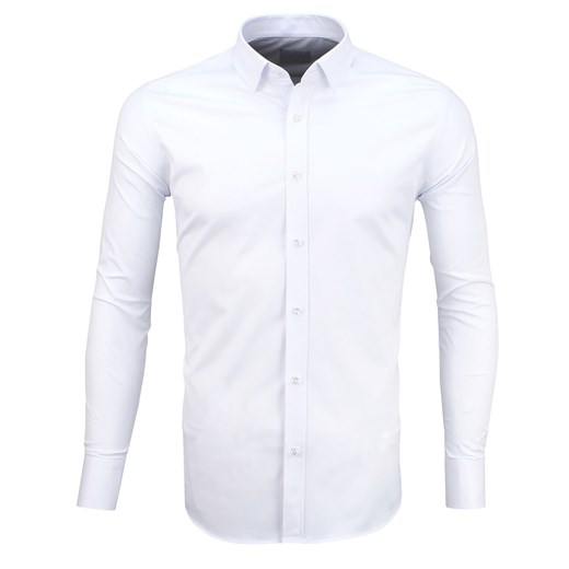 Biała koszula męska elegancka długi rękaw 514 Megafinest XL okazja www.megakoszule.pl