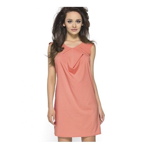 Luźna sukienka - tunika z wodą  KM109-1 kartes-moda pomaranczowy elastan