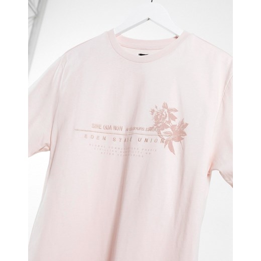 River Island – Różowy T-shirt o regularnym kroju z kwiatowym nadrukiem River Island L Asos Poland