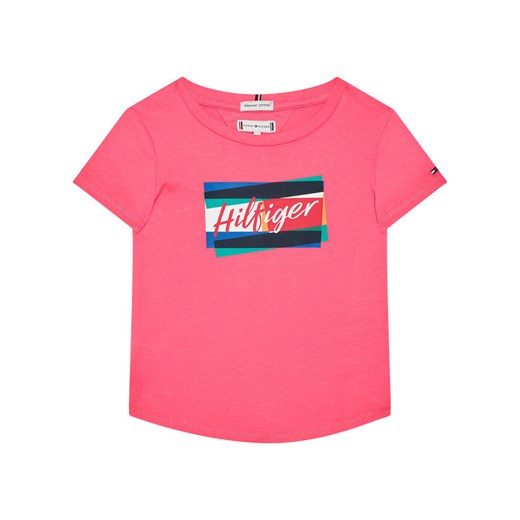 TOMMY HILFIGER T-Shirt Fun Flag Tee KG0KG05253 M Różowy Regular Fit Tommy Hilfiger 6Y wyprzedaż MODIVO