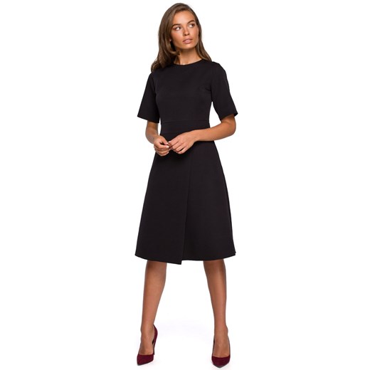 S240 Sukienka z dołem kopertowym - czarna ze sklepu Świat Bielizny w kategorii Sukienki - zdjęcie 103875111