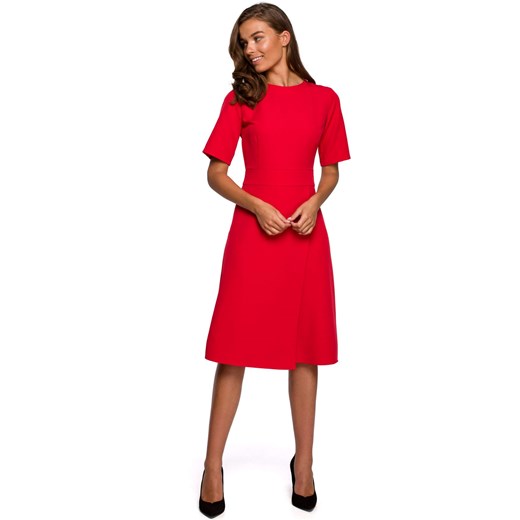 S240 Sukienka z dołem kopertowym - czerwona ze sklepu Świat Bielizny w kategorii Sukienki - zdjęcie 103875113