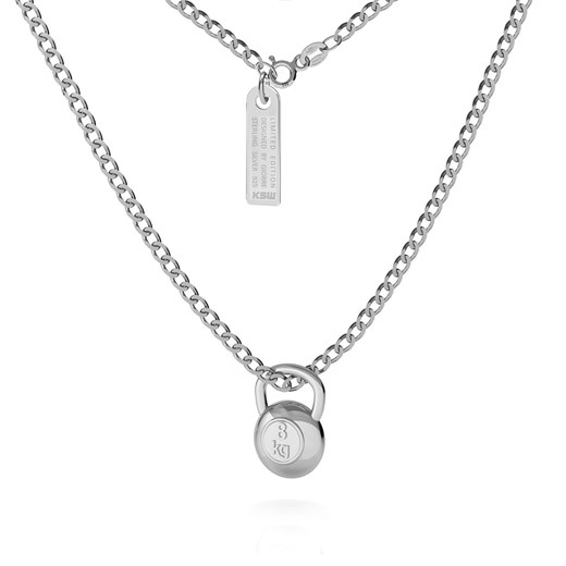 Naszyjnik z zawieszką ciężarek kettlebell, pancerka, srebro 925 : Długość (cm) - 60, Kolor pokrycia srebra - Platyną Giorre GIORRE