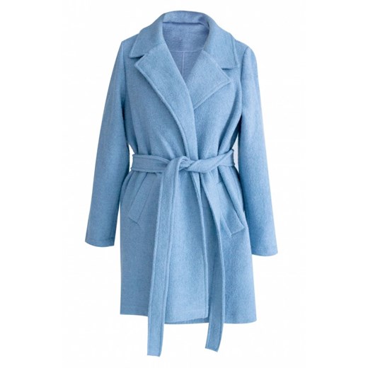 Jasnoniebieski płaszcz wiązany arles 2 (44) 2 (44) okazja Sklep XL-ka