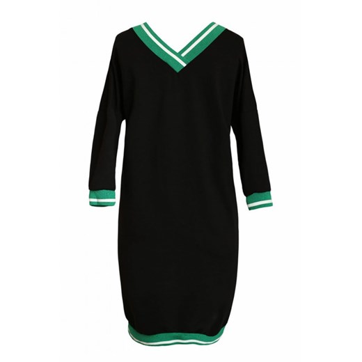 Czarna dresowa sukienka z zielonym ściągaczem - corrie 42/44 Sklep XL-ka
