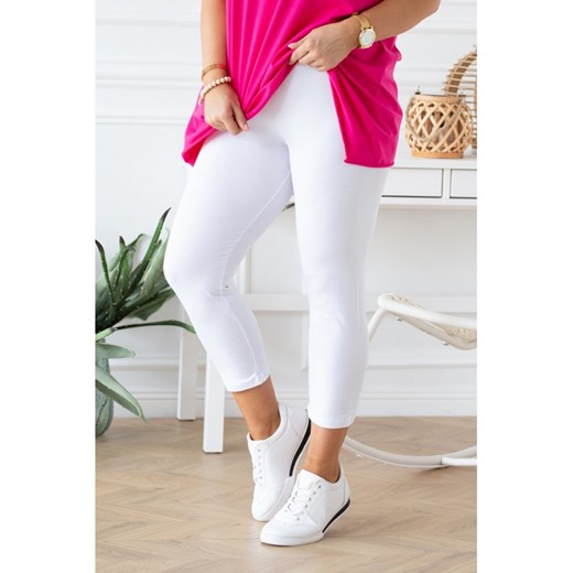 Białe letnie legginsy damskie plus size - długość 3/4 4xl (44/46) Xl-ka Sklep XL-ka