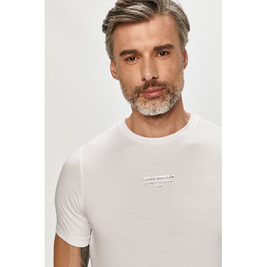 Biały t-shirt męski Karl Lagerfeld z krótkim rękawem 