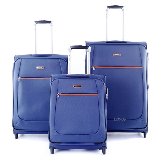 Komplet walizek Puccini Modena - zamek szyfrowy lux4u-pl niebieski baza pod makijaż